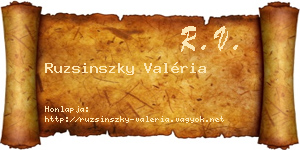 Ruzsinszky Valéria névjegykártya